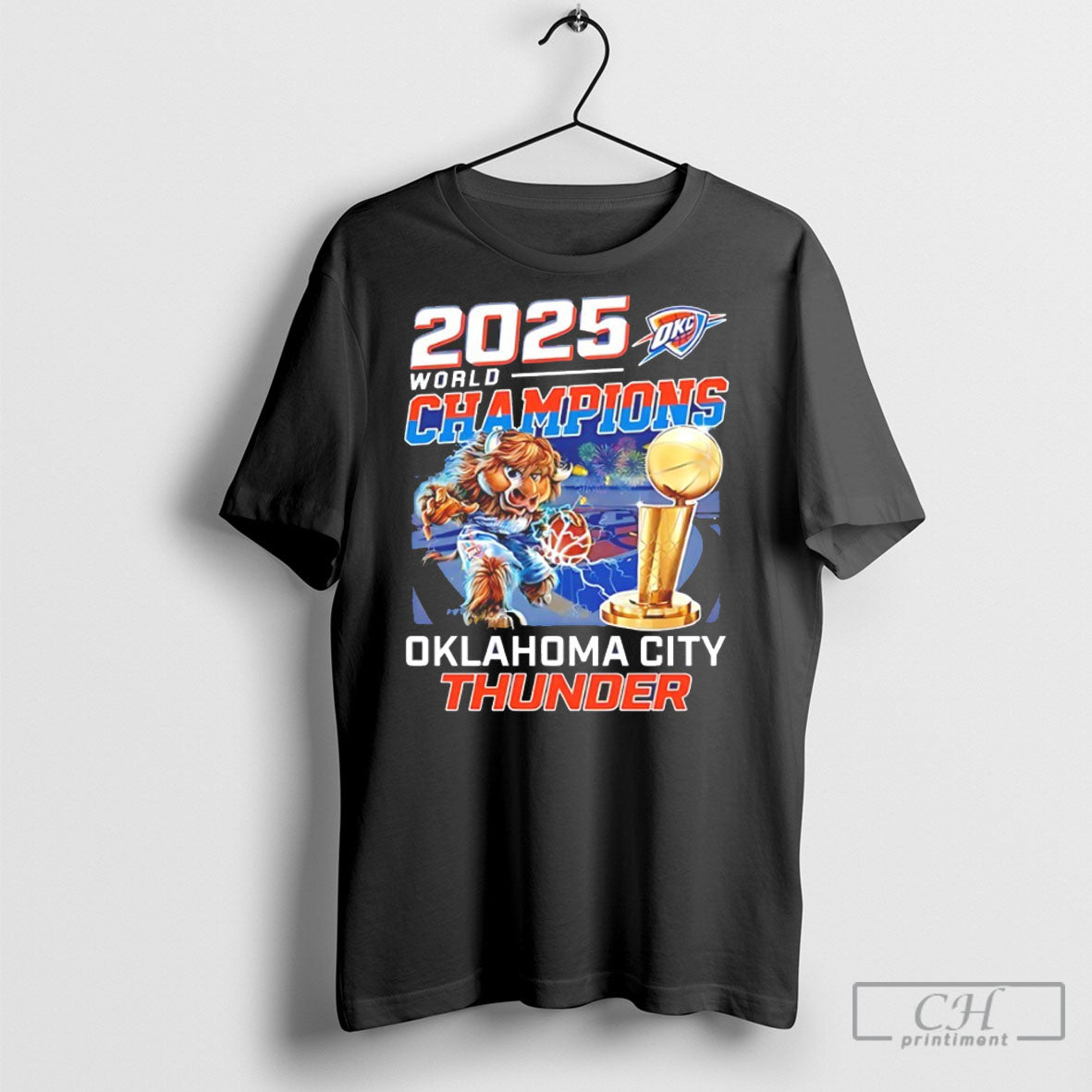 2025 Wolrd Champions Oklahoma City Thunder Mascot T Shirts Unisex