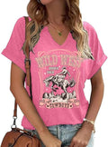 Cowboy Shirts for Women V Neck Vintage Rodeo T Shirt Western Tee Tops