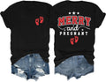 Merry and Pregnant Women's Shirt V Neck Pregnancy Christmas T-Shirt Pregnancy Announcement Shirts