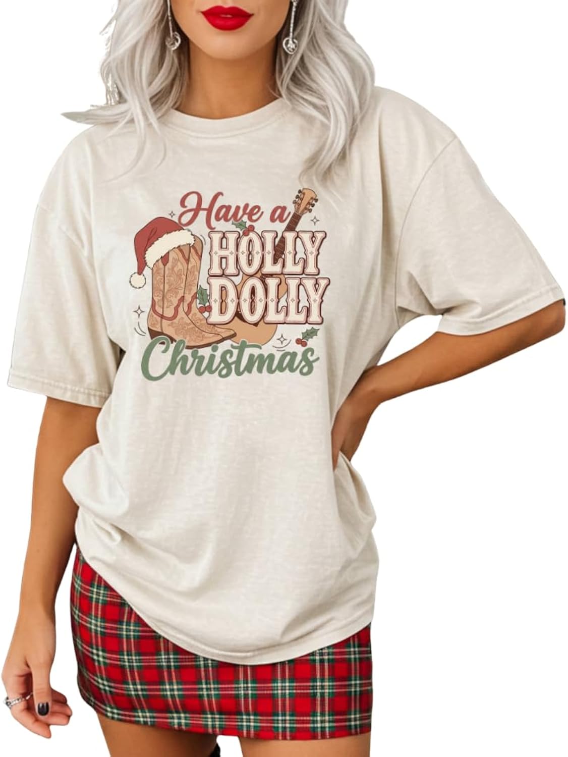Have a Holly Jolly Cowgirl Christmas Shirt for Women Retro Western Holiday Tee Cute Country Christmas Top Festive Graphic Winter Outfit Multicolor