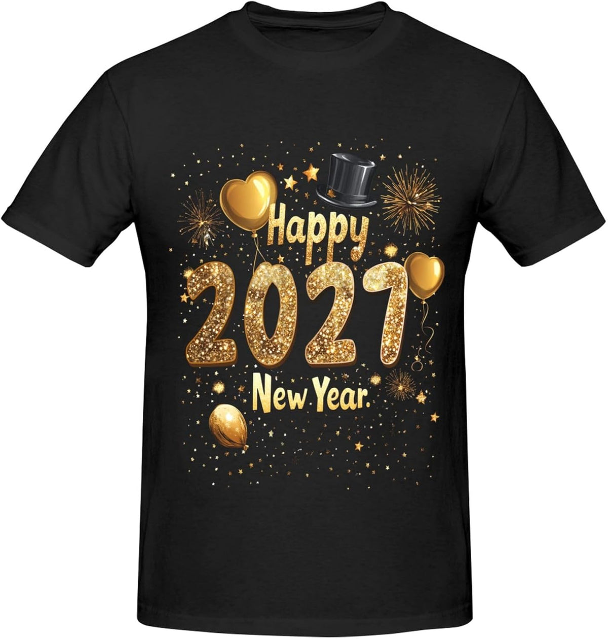 Happy New Year Party 2027 Men's Black Cotton T-Shirt Soft Breathable Daily Wear