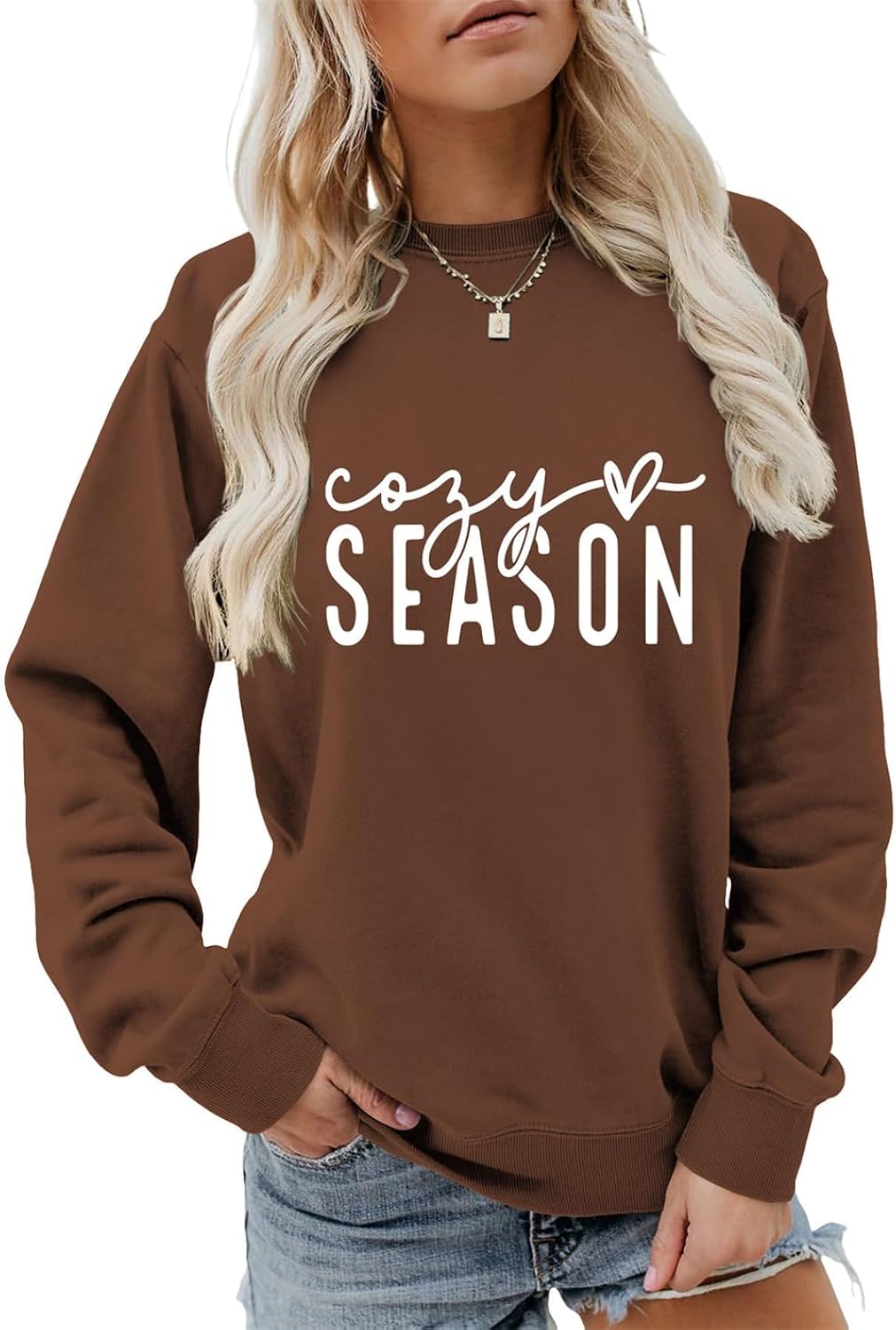 Cozy Season Sweatshirt, Sweater Weather Shirt Fall Winter Sweater Women Casual Crewneck Get Cozy Pullover Tops