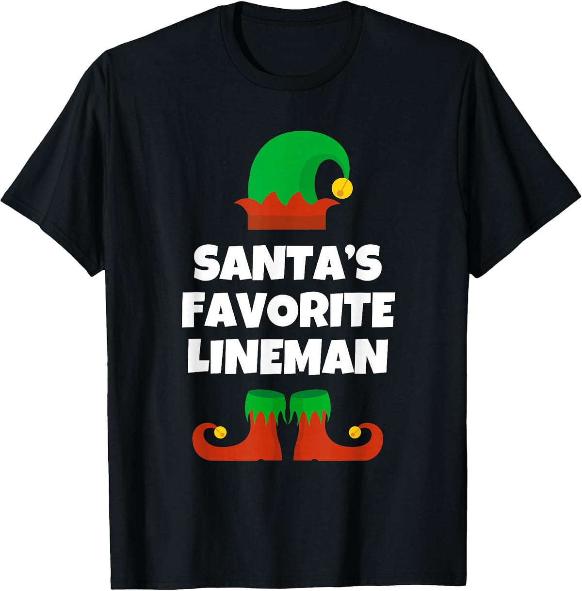 Santas Favorite Lineman Hat Christmas Funny Pj T-Shirt