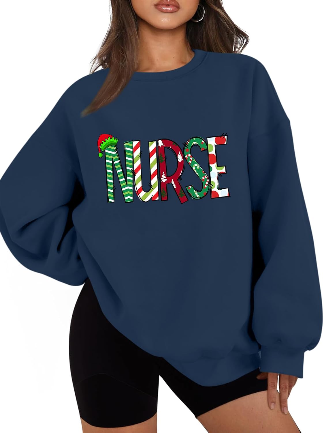 Women's Sweatshirt, Nurse Sweatshirt Christmas Theme Medical Professionals Long Sleeve Warm Pullover