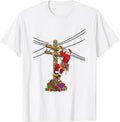 Funny Lineman Christmas Tree Electrician Santa T-Shirt