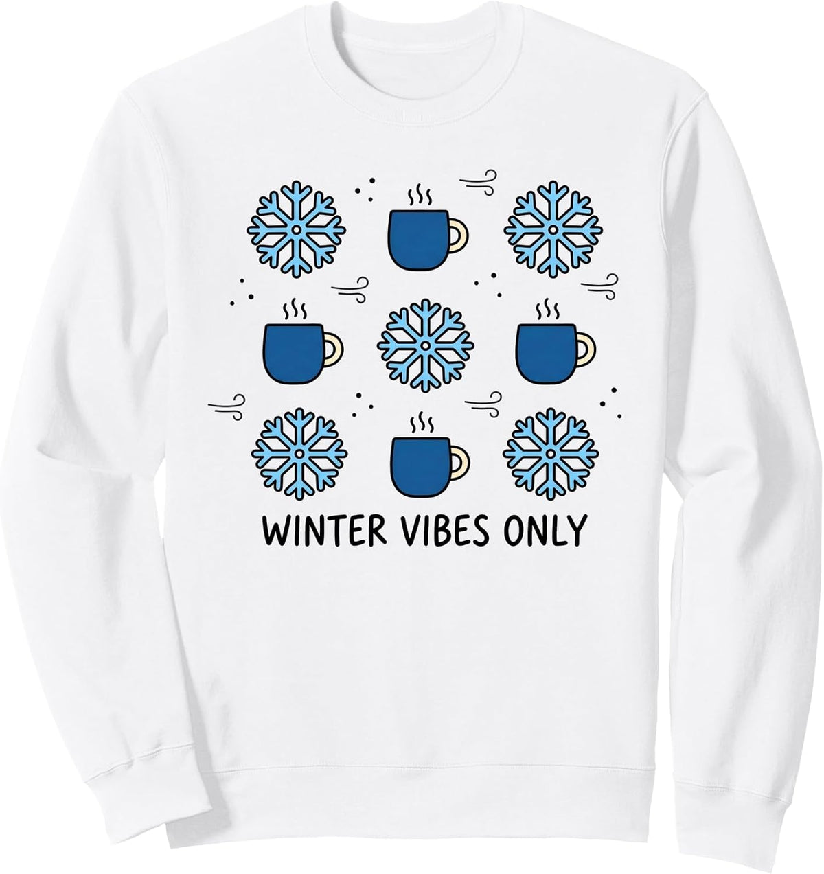 Winter Vibes Only Snowflake Mug Grid Pattern Design Sweatshirt