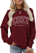 Cozy Season Sweatshirt Funny Graphic Shirt Women Coffee Weather Sweater Fall Lover Casual Crewneck Pullover Tops