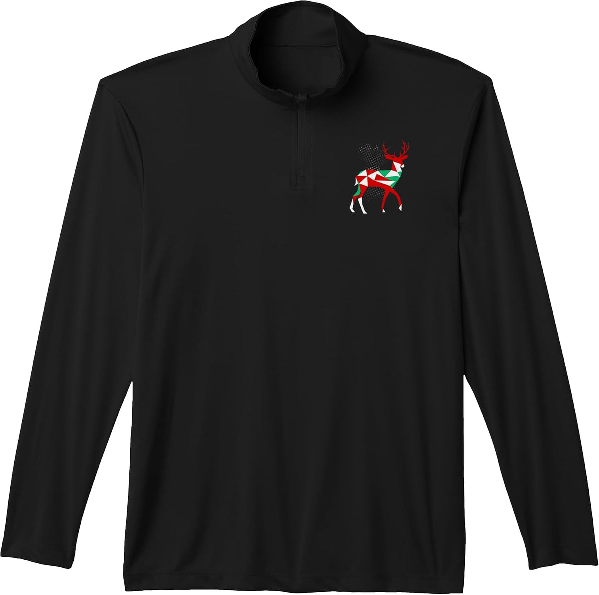 Geometric Christmas Festive Deer Holiday Winter Wildlife Performance Quarter-Zip Top