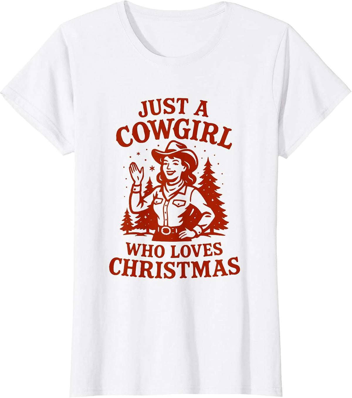 Retro Vintage Just A Cowgirl Who Loves Christmas T-Shirt