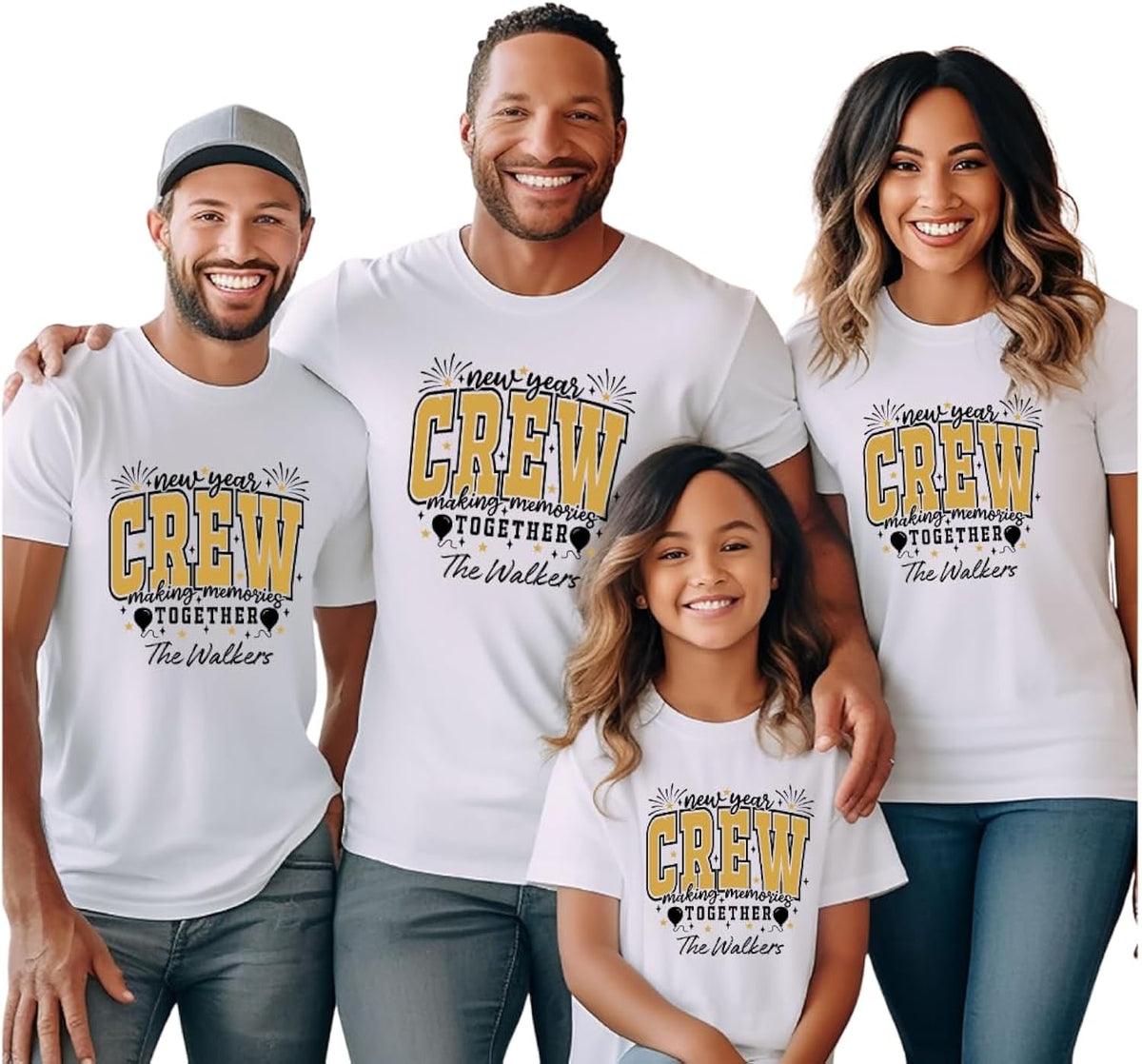 New Year Crew Shirts 2025 Family Matching NYE Party Outfits Personalized New Years Eve Celebration T-Shirt Making Memories Together Custom Name Tees White