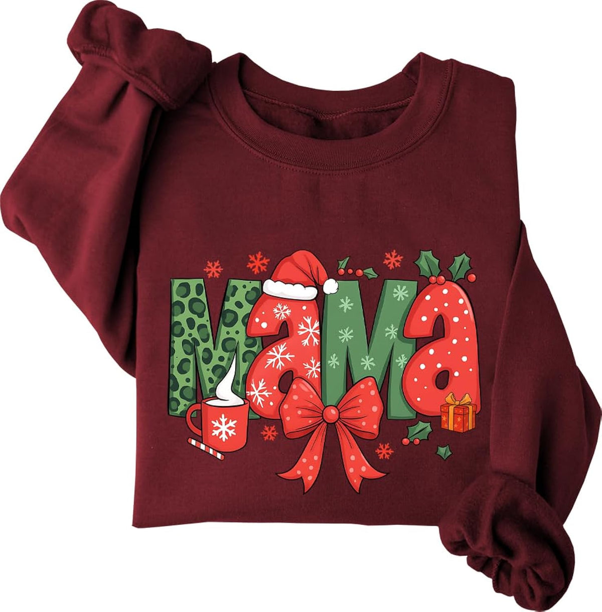 Christmas Mama Sweatshirt Hoodie For Women Family Christmas Sweatshirts Merry Mama Holiday Shirt
