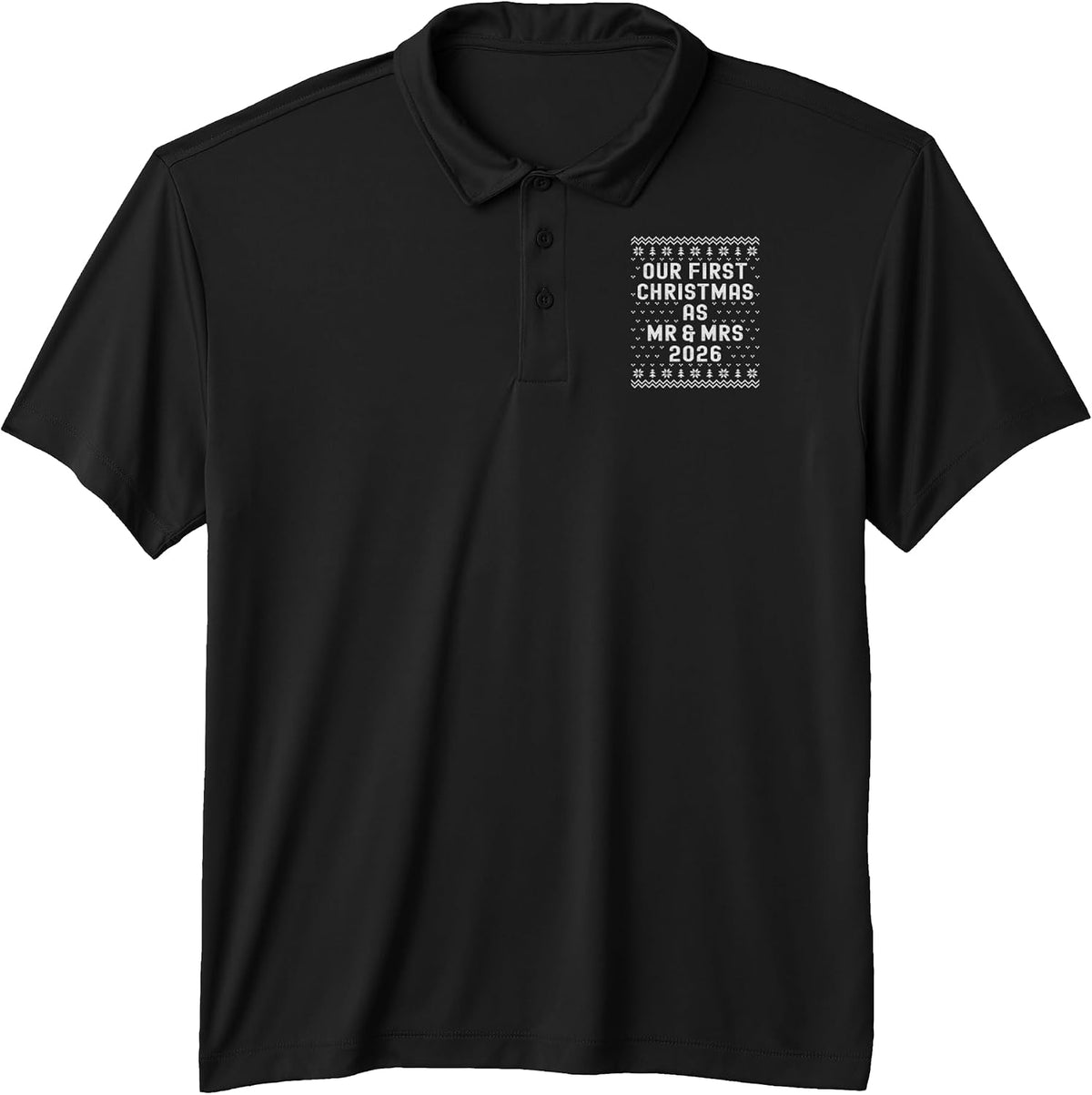 Our First Christmas As Mr and Mrs 2026 Matching Couples 1st Performance Polo Shirt