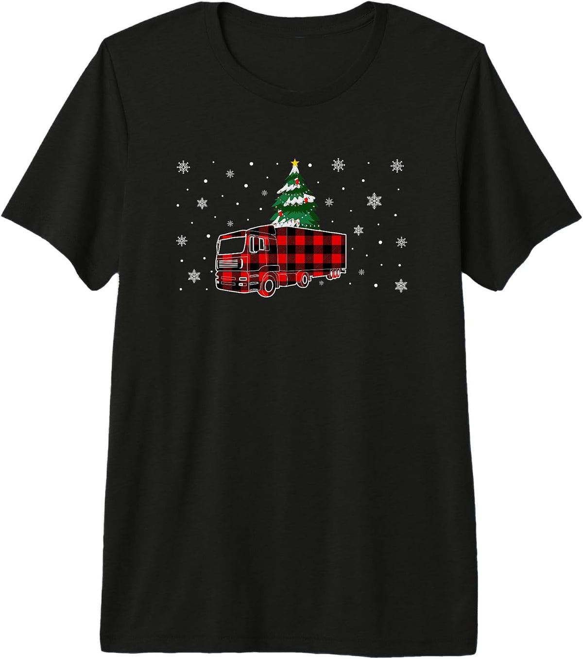 Buffalo Plaid Christmas Tree Lights Trucker Xmas Premium Tri-blend T-Shirt