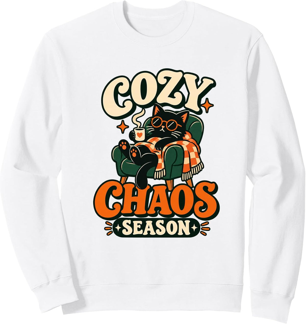 Cozy Chaos Season Autumn Cat Coffee Relaxation Humor Sweatshirt