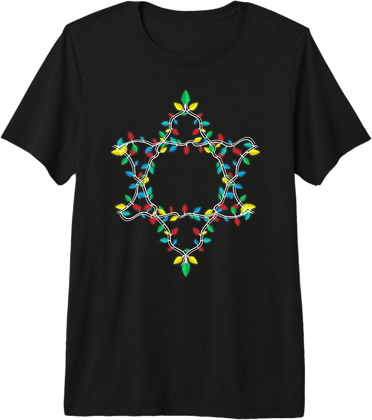 Hanukkah Christmas Lights Star of David Funny Jewish Holiday Premium Tri-blend T-Shirt