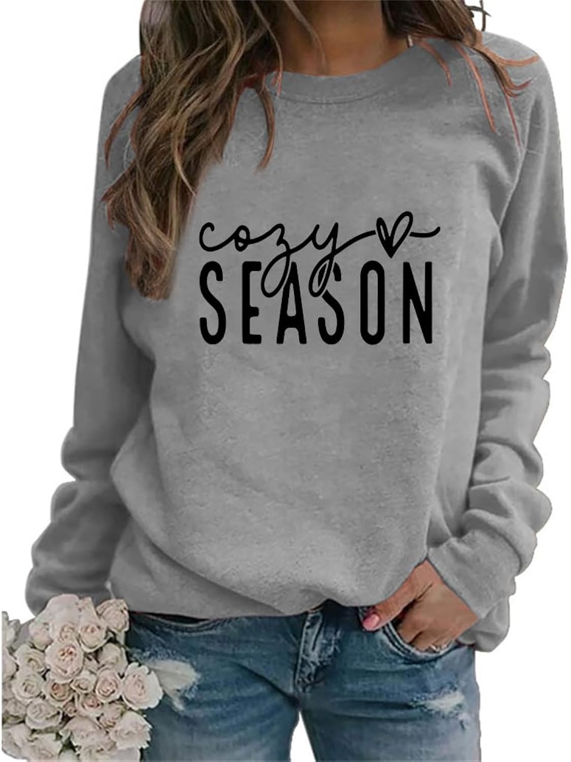 Cozy Season Sweatshirt Women Casual Funny Fall Winter Sweater Long Sleeve Crewneck Lightweight Pullover Tops