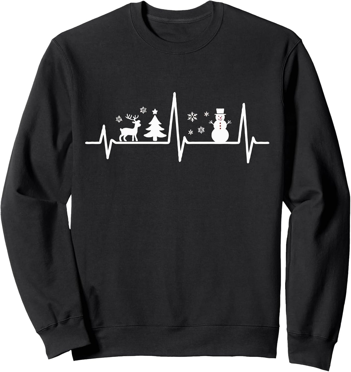 Nurse Merry Christmas Heartbeat Snowman Tree Reindeer Sweatshirt
