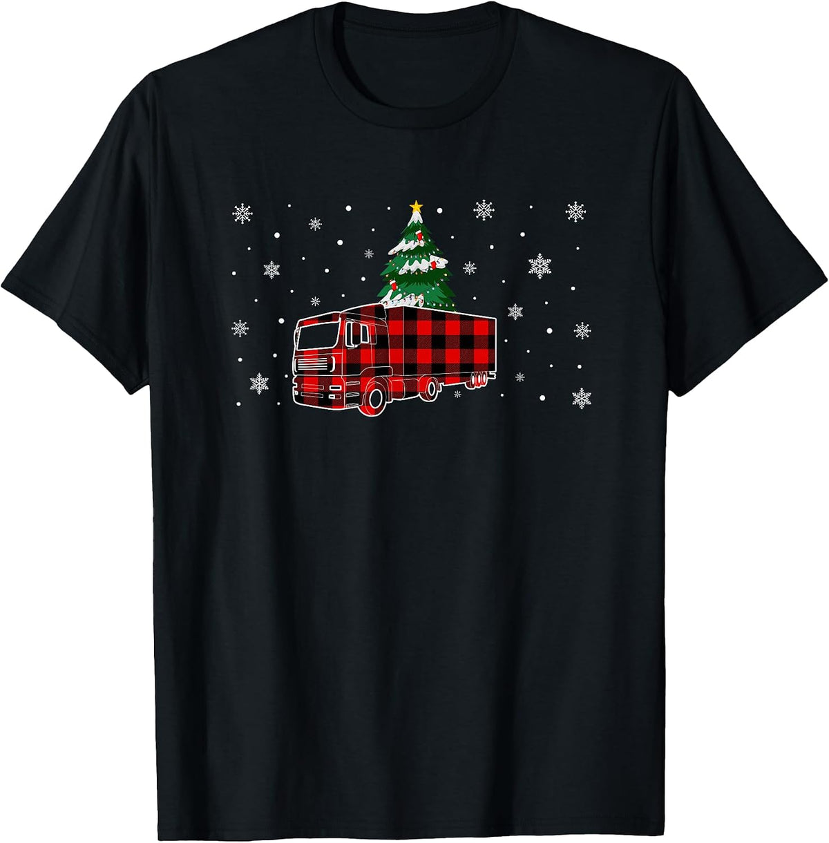 Buffalo Plaid Christmas Tree Lights Trucker Xmas T-Shirt