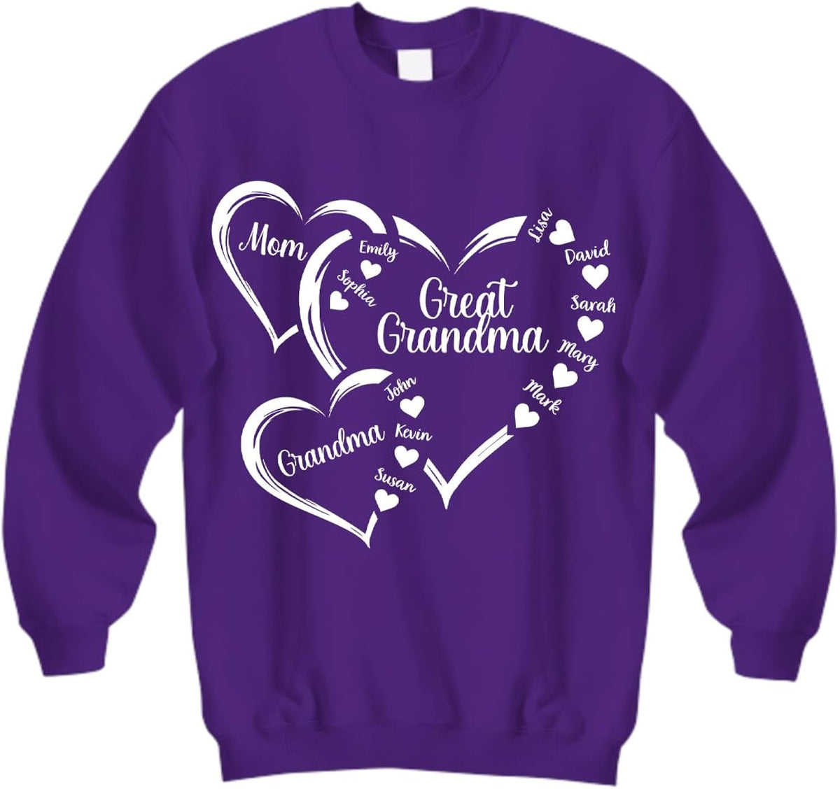 PT15 Personalized Great Grandma Heart Sweatshirt, Mom, Great Grandma and Grandkids Heart Christmas