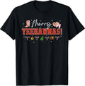 Yeehaw Merry Christmas Cowgirl Western Coquette Pink Bow T-Shirt