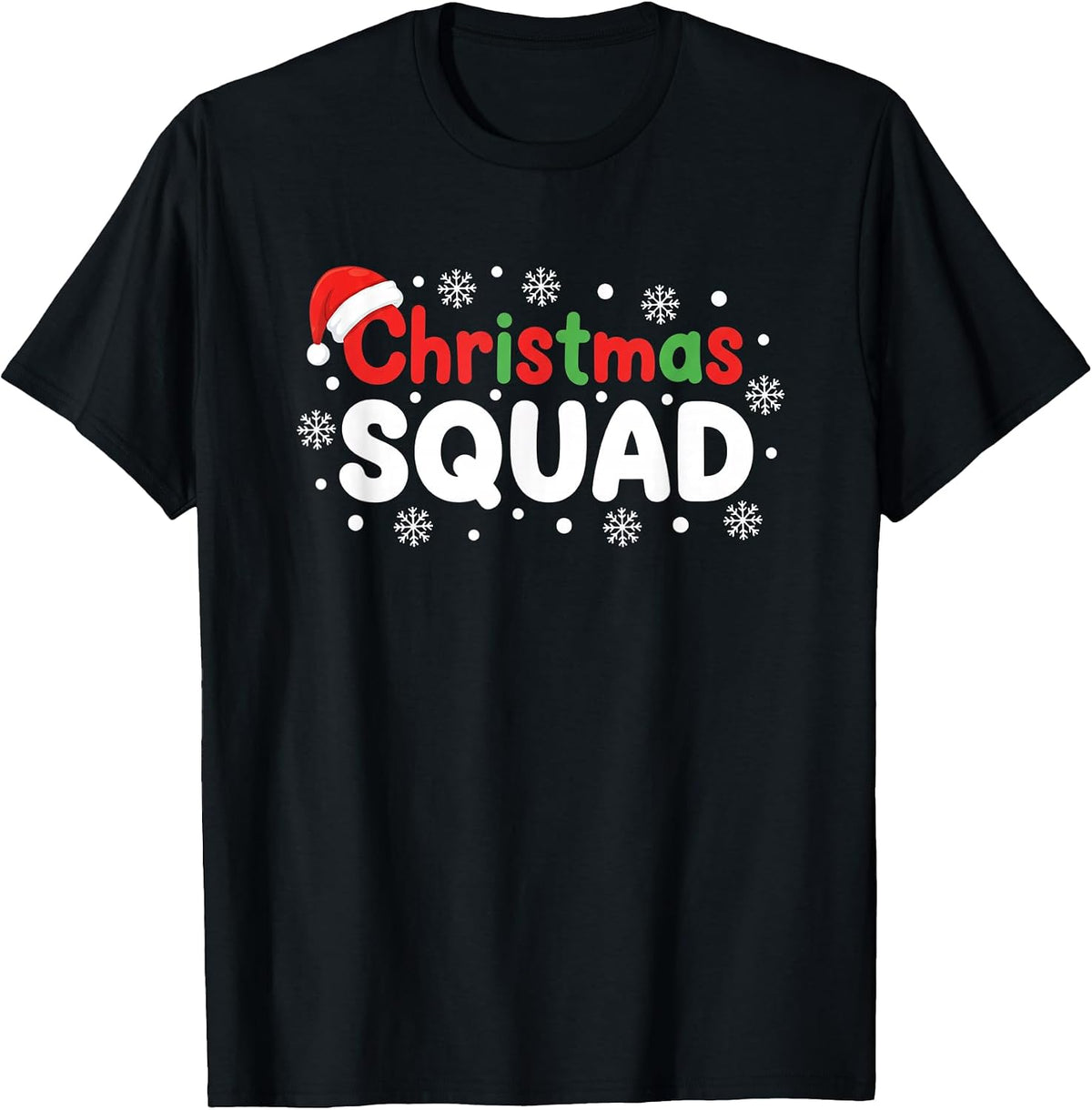 Christmas Squad Santa Hat Snowflake Holiday Team T-Shirt