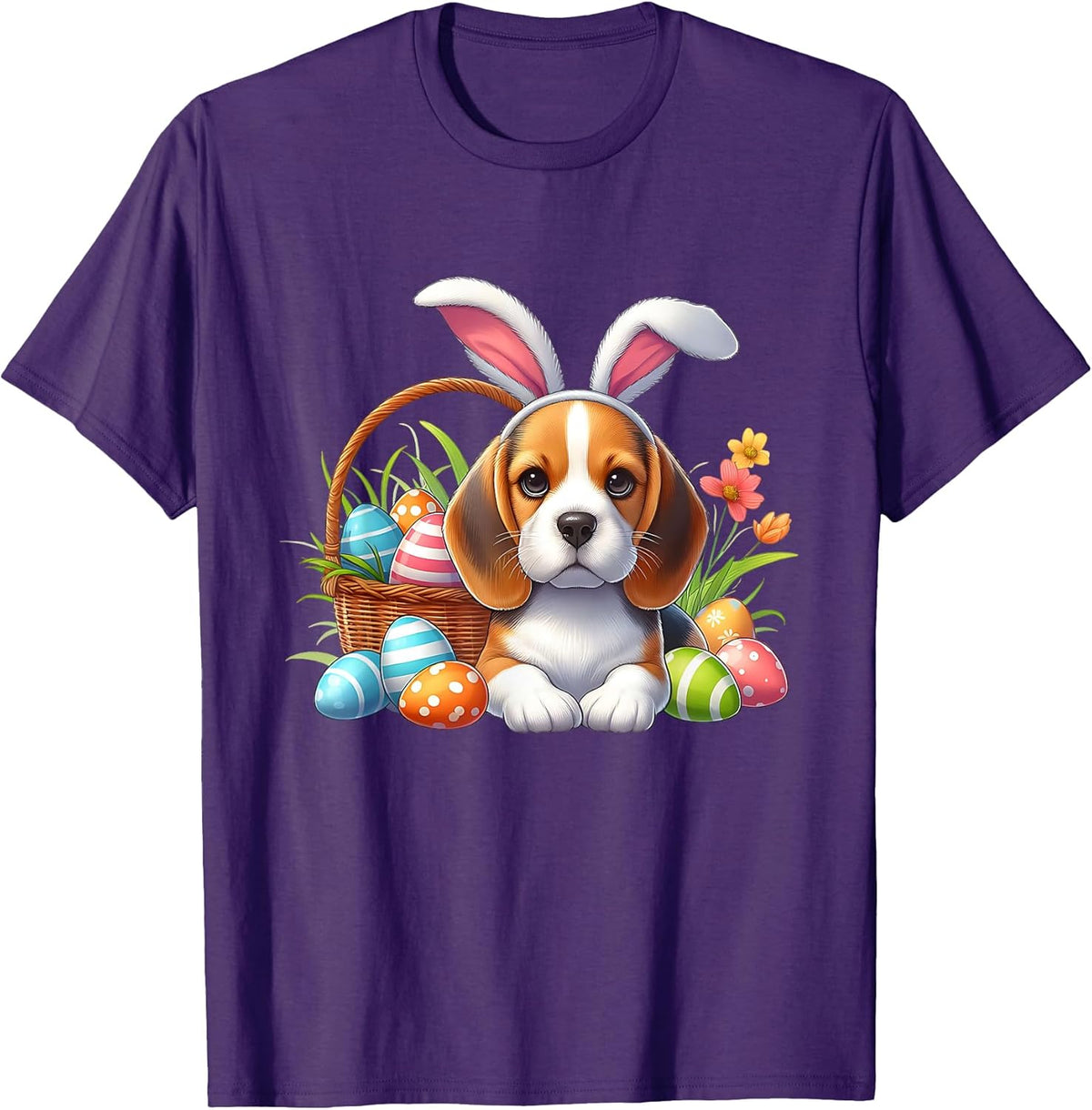 Beagle with Easter Bunny Ears and Colorful Easter Eggs Unisex