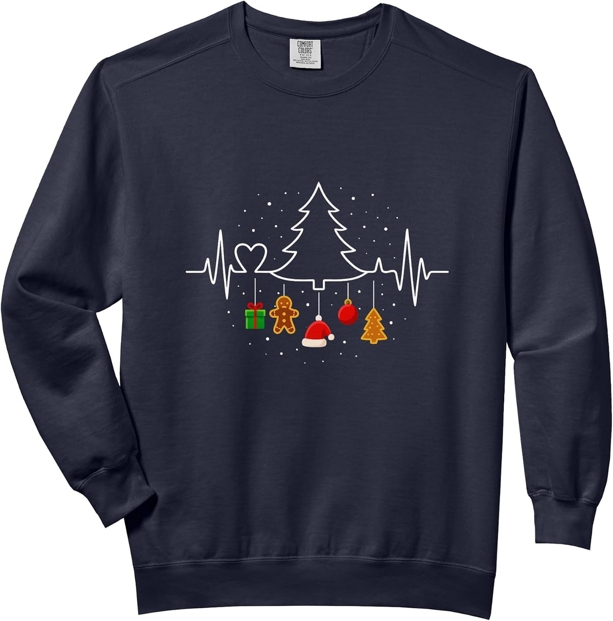 Christmas Tree Heartbeat Funny Nurse Comfort Colors Adult Sweatshirt