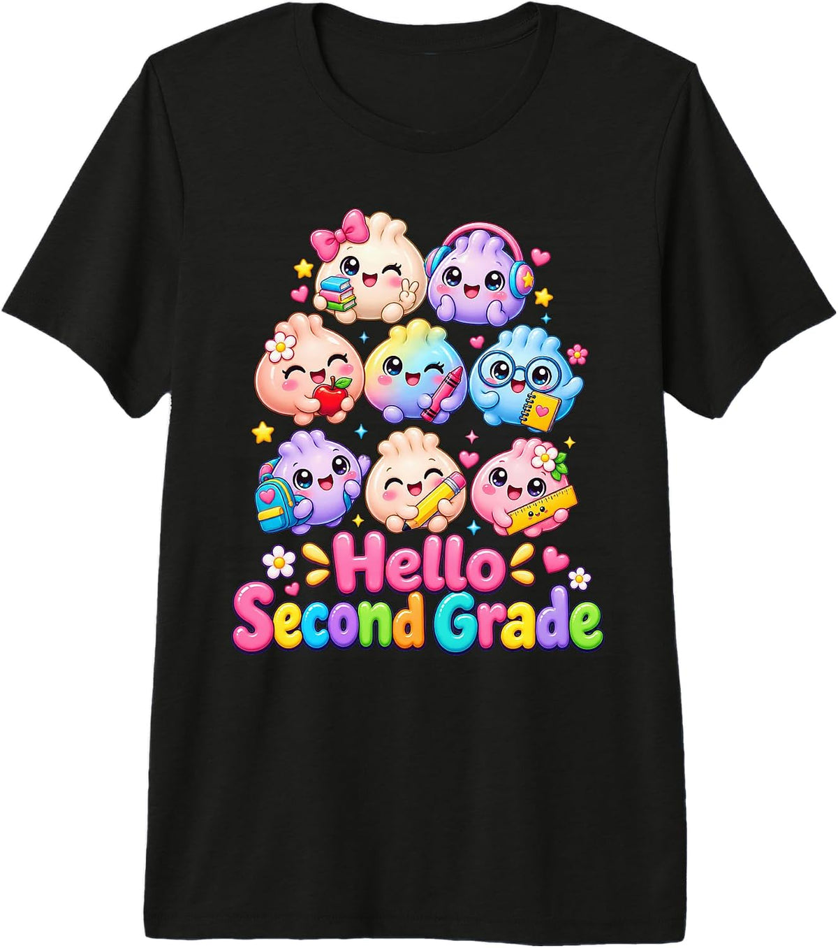Hello Second Grade Dumpling Squad Kids Teacher Outfit 2nd Premium Tri-Blend T-Shirt