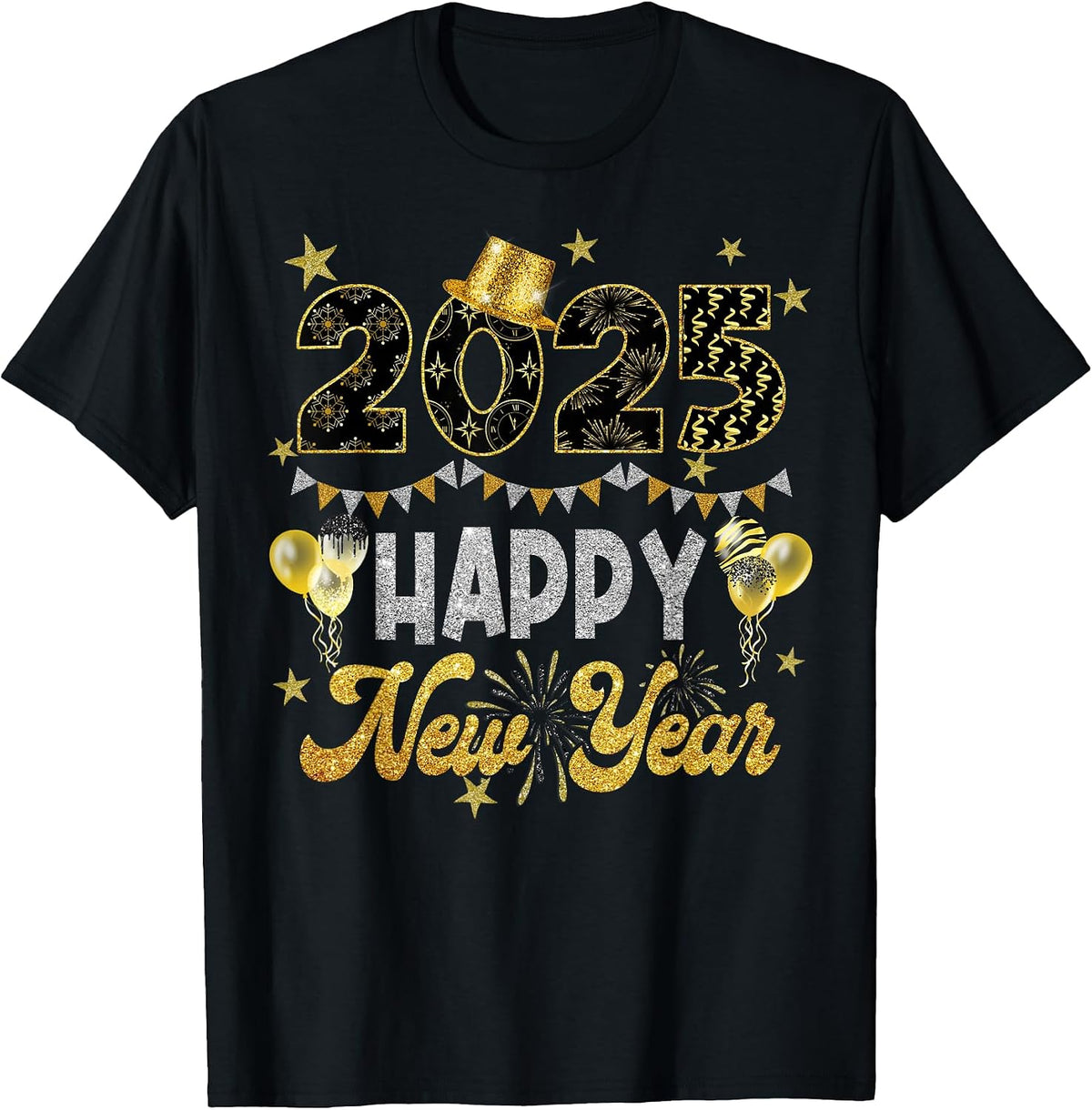 Happy New Year Party 2025 Balloon Family Passing Men Women T-Shirt