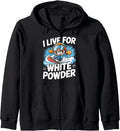 Snowboard Powder Day Funny Winter Riding Snowboarder Cartoon Zip Hoodie