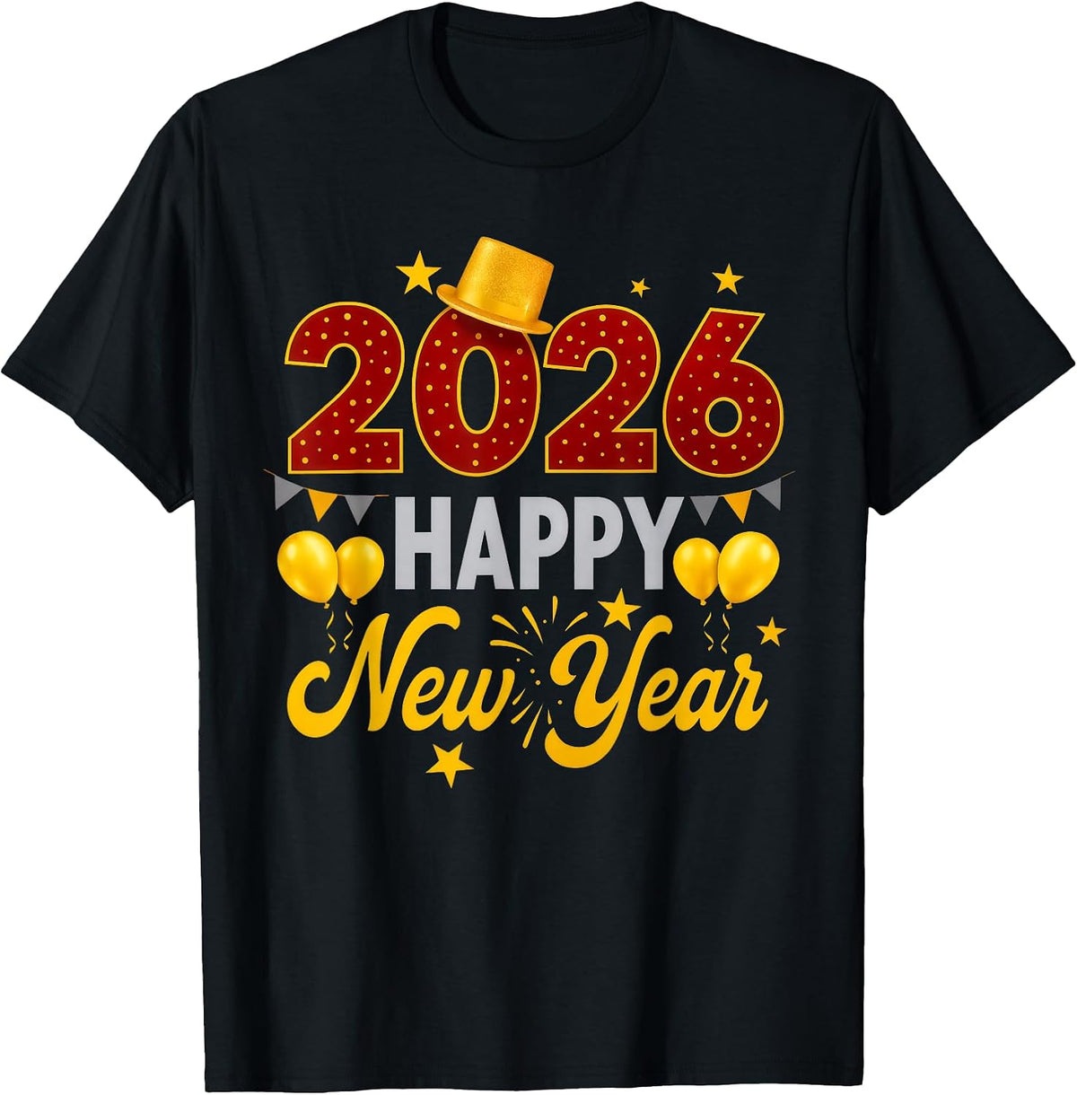 Happy New Year Party 2026 Ballon Family Matching Men Women T-Shirt