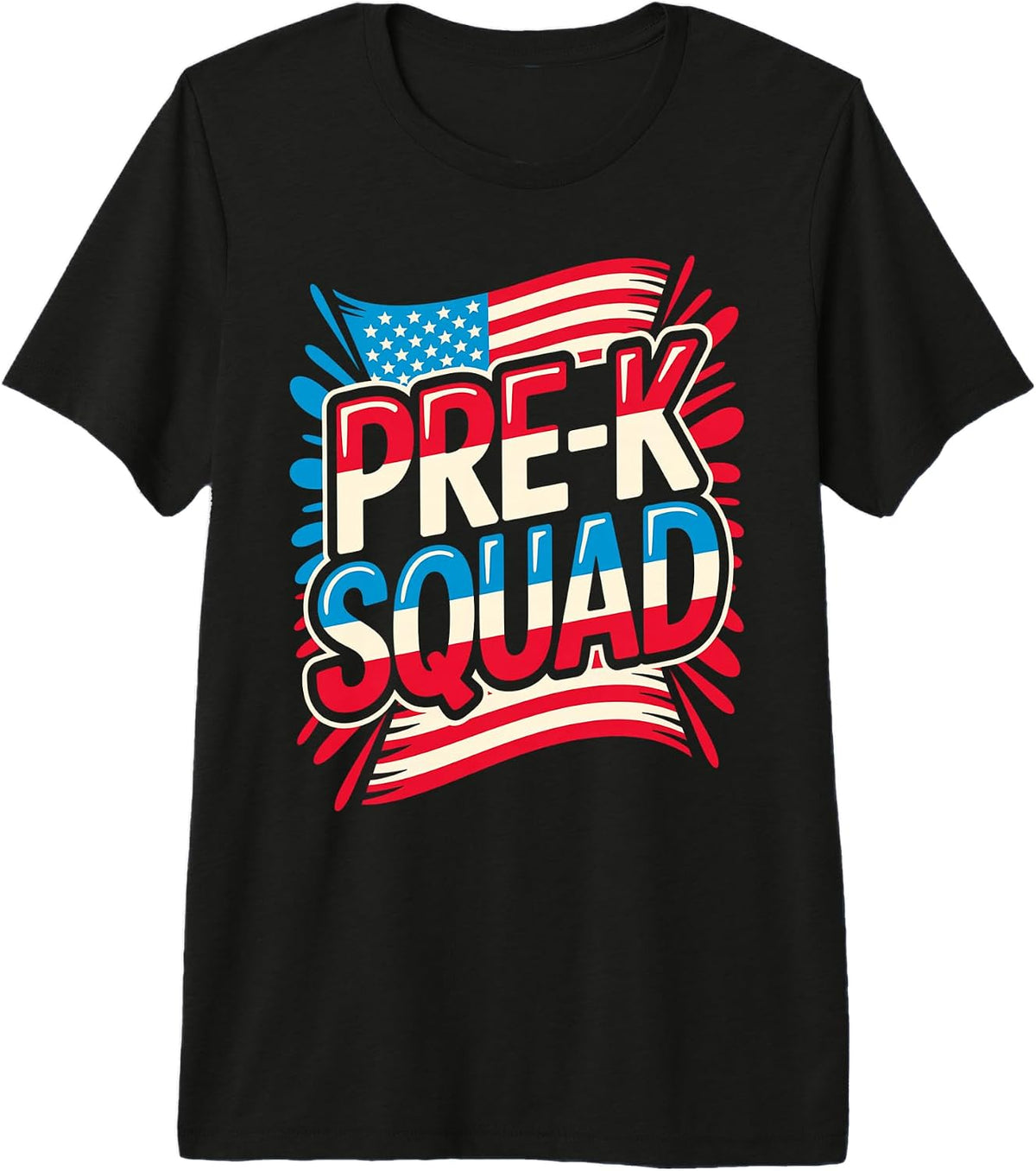 Red White PRE-K School Squad Teacher Happy Future Heroes USA Premium Tri-Blend T-Shirt