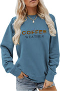 Coffee Weather Sweatshirt Women Coffee Lover Long Sleeve Pullover Tops