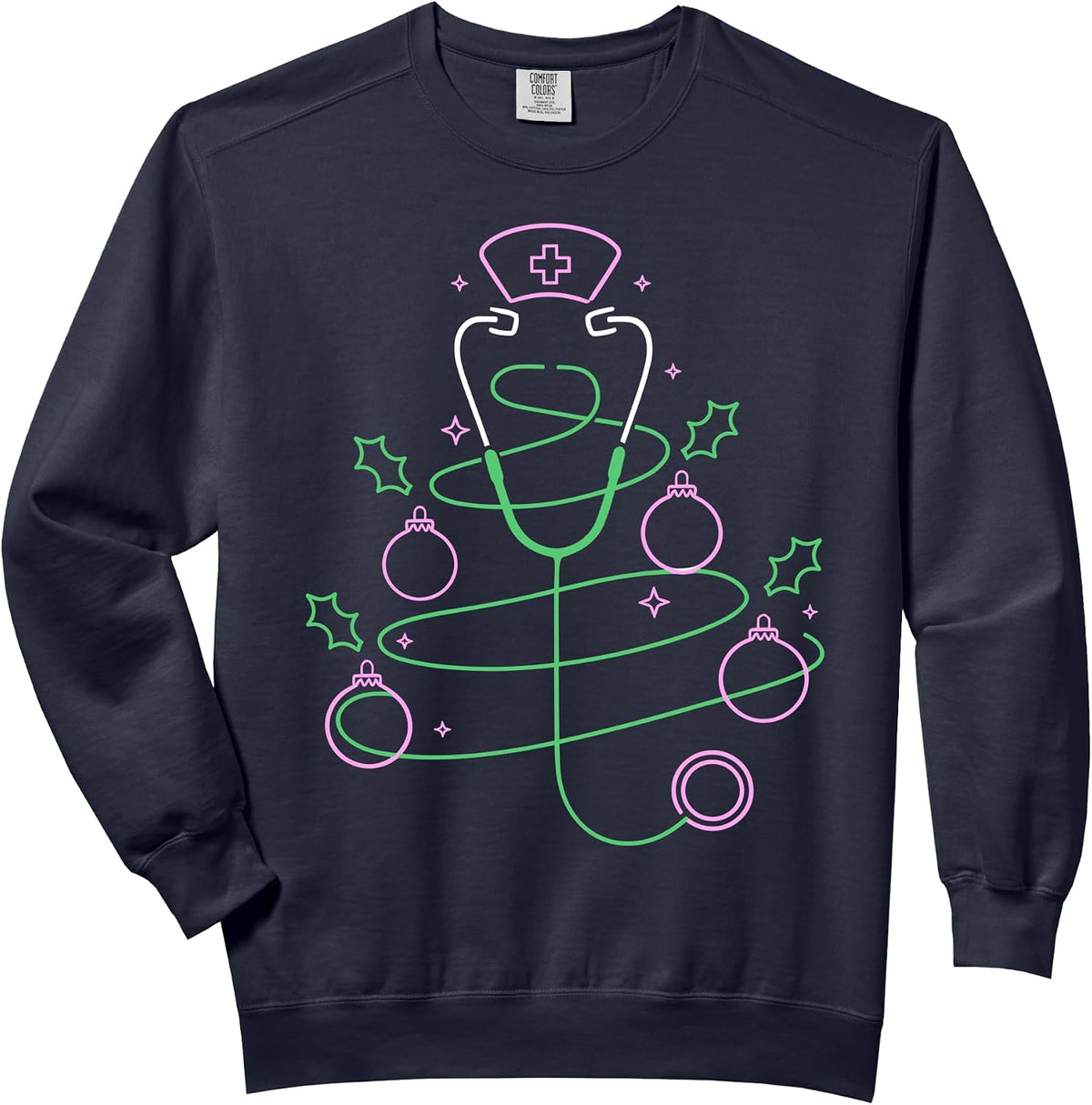 Christmas Tree Stethoscope Nurse Christmas Comfort Colors Adult Sweatshirt