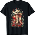 Cowgirl Christmas Boots Retro Western Country Rodeo Winter T-Shirt