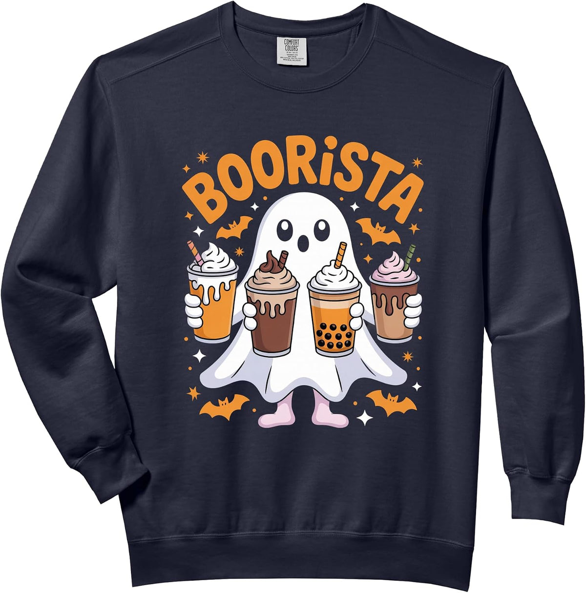 Boorista Funny Boo Ghost Caffeine Drinker Halloween Coffee Comfort Colors Adult Sweatshirt