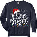 Merry and Bright Christmas Lights Santa Men Women Boys Girls Comfort Colors Adult Sweatshirt