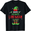 Santa's Favorite Lineman Funny Elf Family Xmas T-Shirt