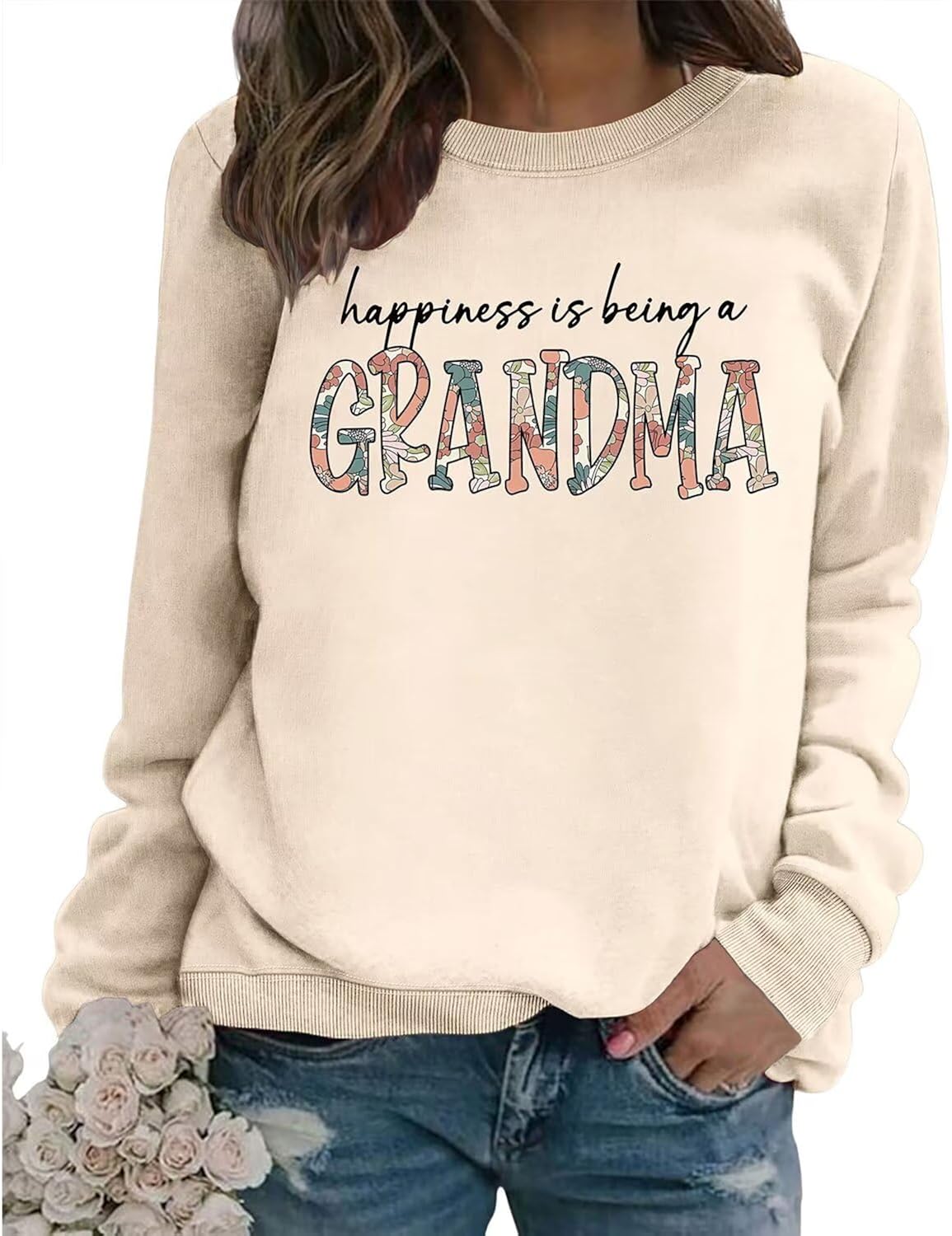 Grandma Sweatshirt for Women Happiness is Being a Grandma Graphic Shirts