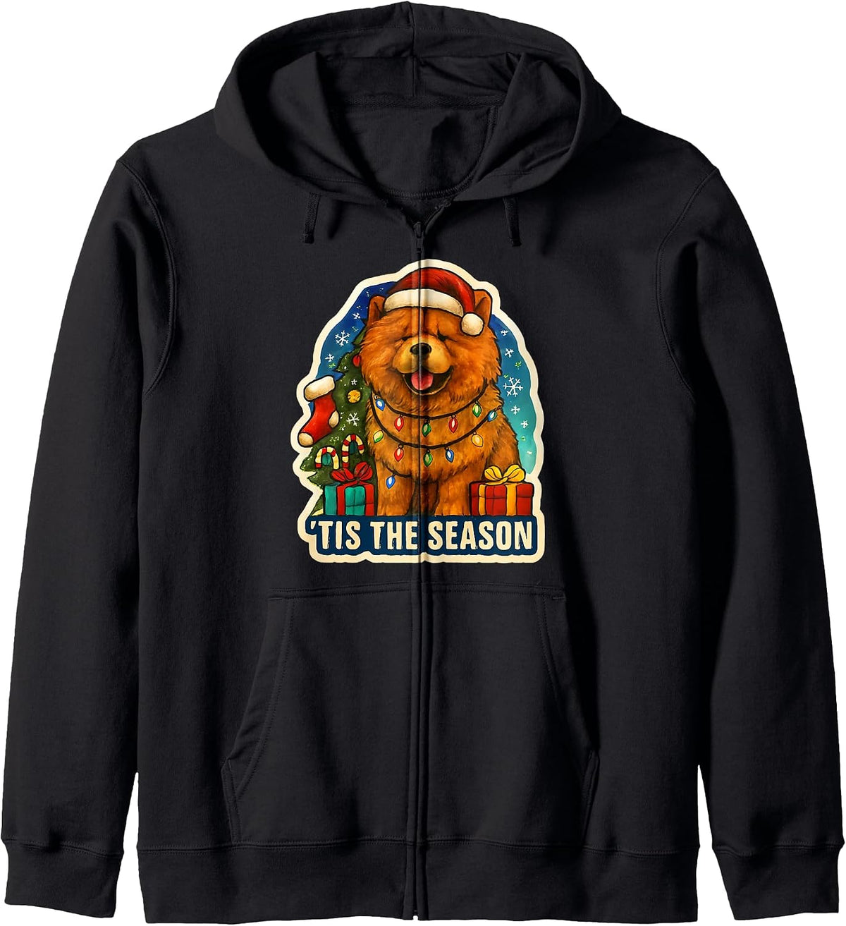 Tis The Season Chow Chow Dog Merry Christmas Holiday Mom Dad Zip Hoodie