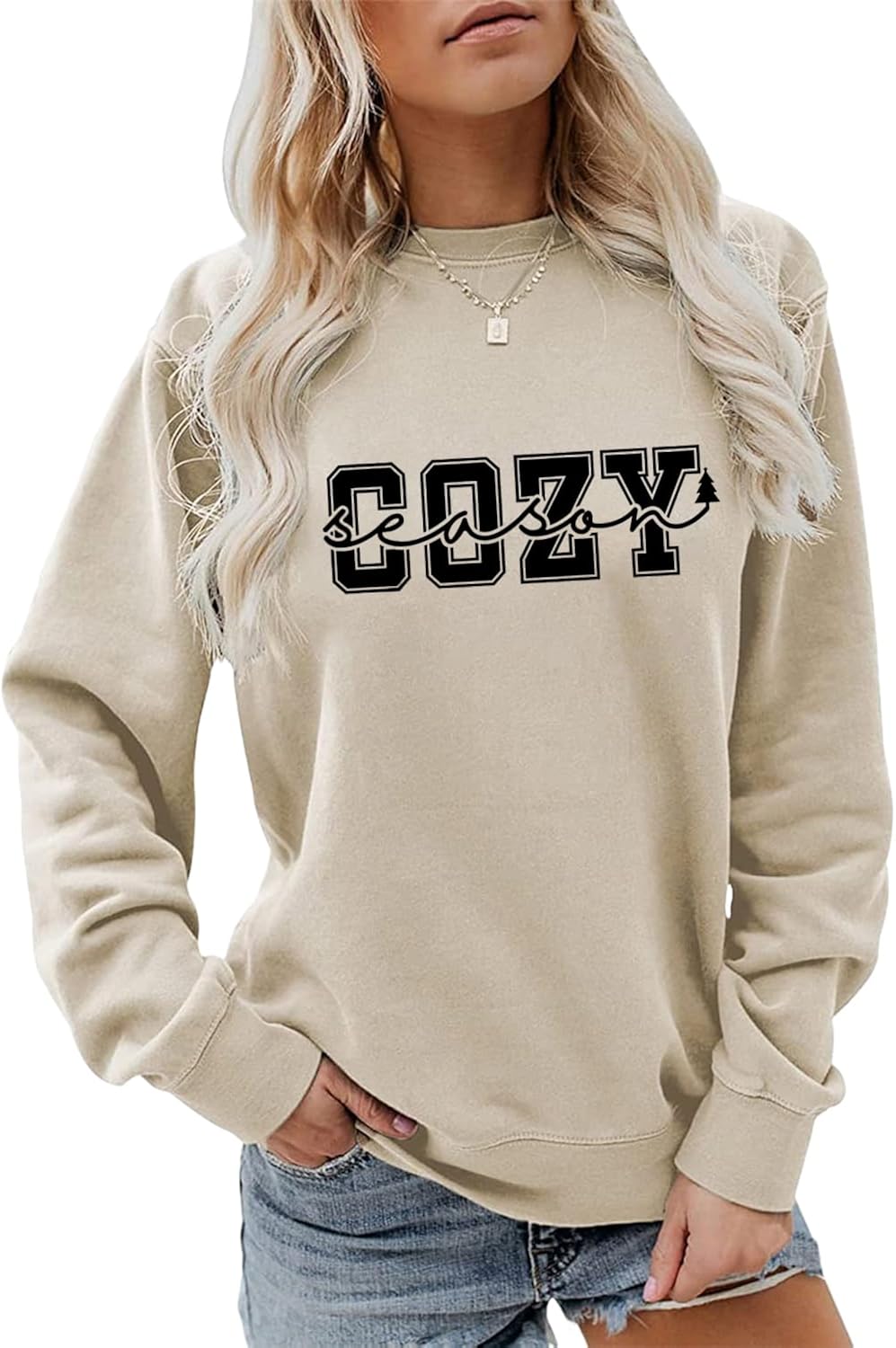 Cozy Season Sweatshirt, Cold Vibes Sweater Women Crewneck Pullovers Tops Winter Holiday Christmas Jumper Shirt Gifts