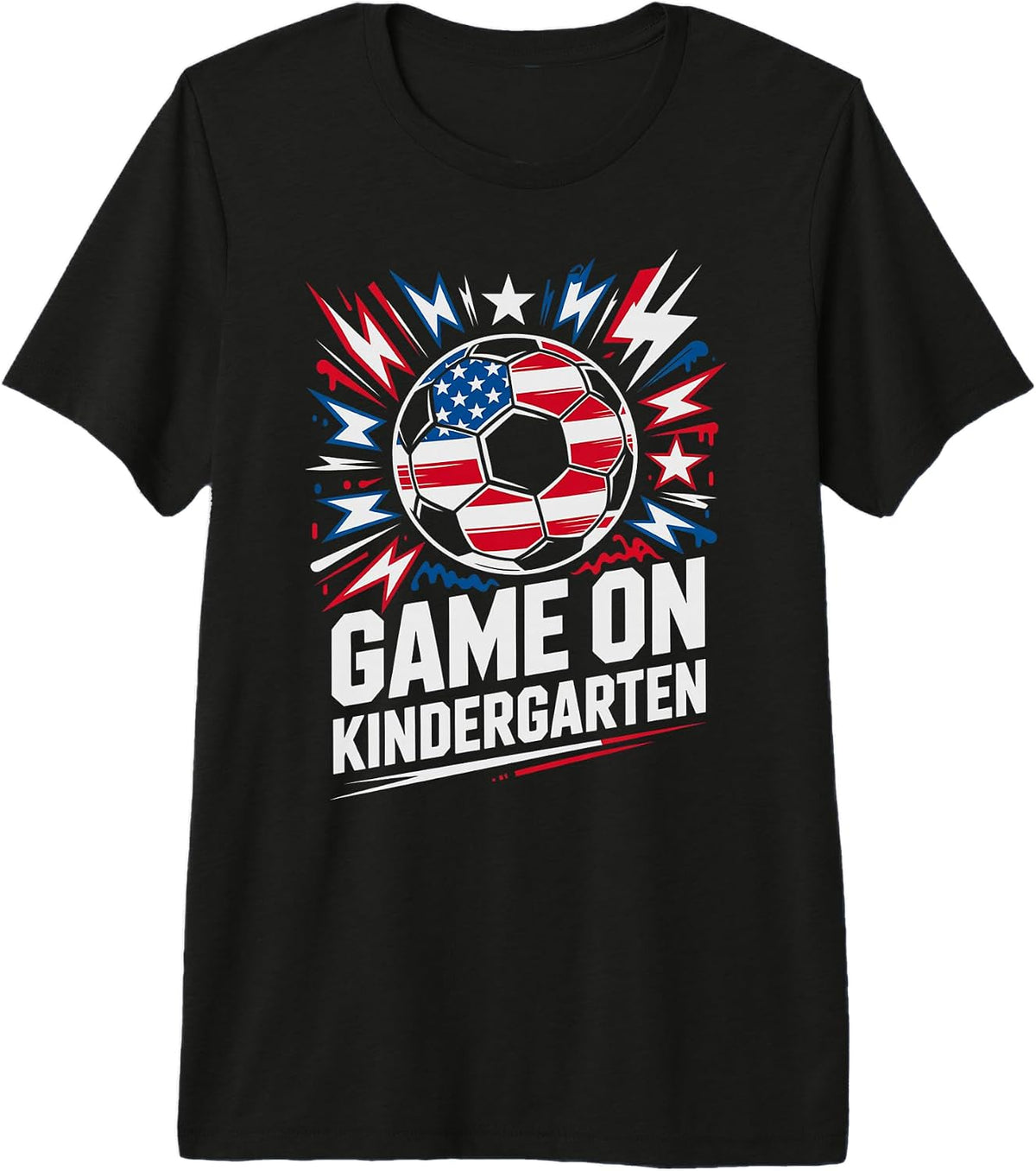 Patriotic Game ON Kindergarten School Soccer Ready Teacher Premium Tri-Blend T-Shirt