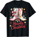 Howdy Christmas Western Cowgirl Holiday Boots Festive T-Shirt
