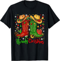 Howdy Christmas Merry Christmas Western Cowboy Cowgirl Boots T-Shirt