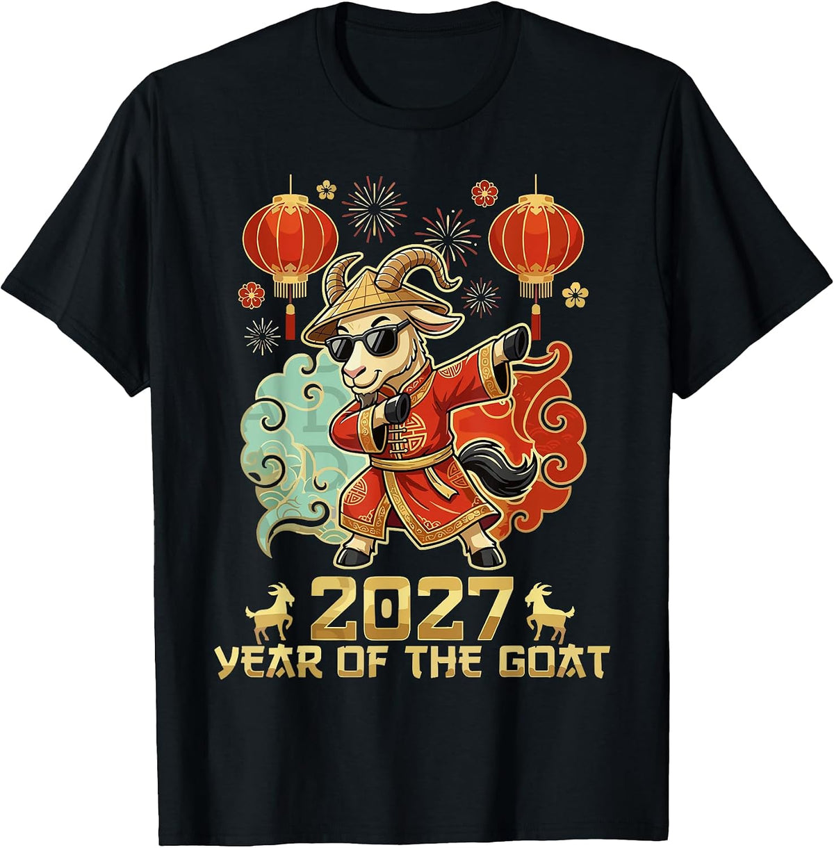 Chinese New Year 2027 Year of The Goat Lunar Zodiac Design T-Shirt