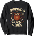 Sipping On Cozy Vibes Hot Cocoa Marshmallow Winter Aesthetic Sweatshirt