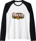 Trucker Merry Christmas Truck Driver Truckie Holiday Season Raglan Baseball Tee
