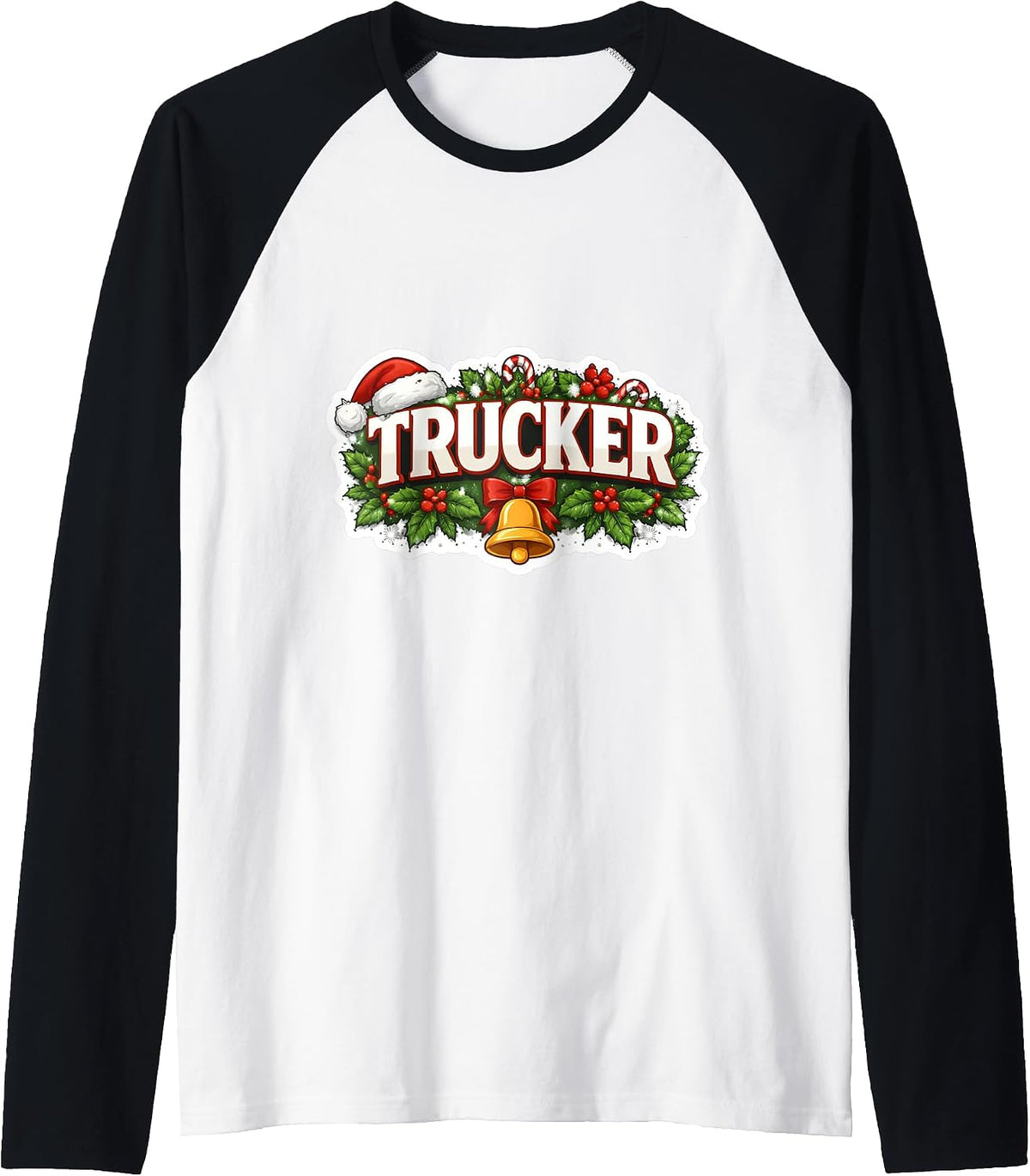 Trucker Merry Christmas Truck Driver Truckie Holiday Season Raglan Baseball Tee