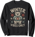 Winter Vibes Bear with Cocoa Snowflakes Cute Christmas Sweatshirt