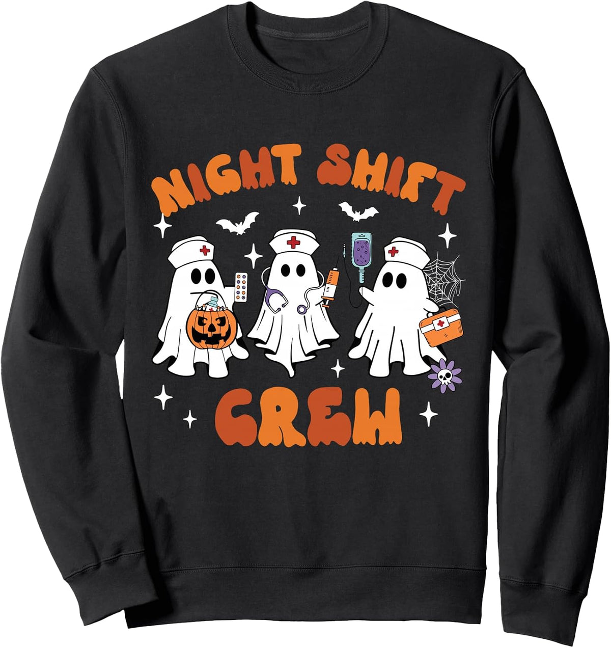 Night Shift Crew Boo Ghost Halloween RN Registered Nurse Sweatshirt